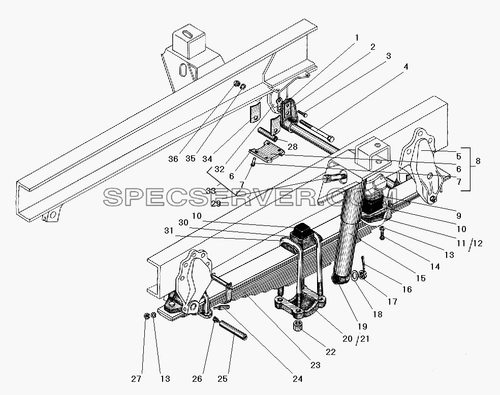 Передняя подвеска для Урал-5557-40 (список запасных частей)