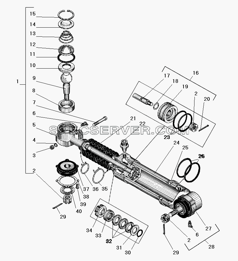 Усилительный механизм для Урал-5557-40 (список запасных частей)