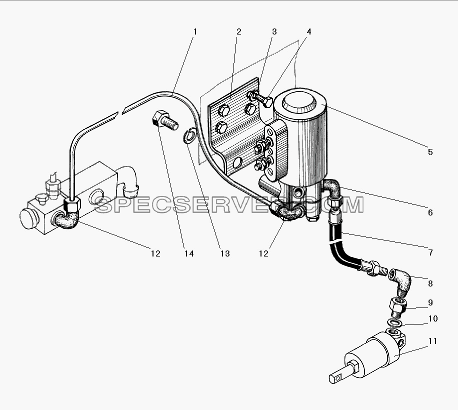 Установка клапана с трубками для Урал-5557-40 (список запасных частей)
