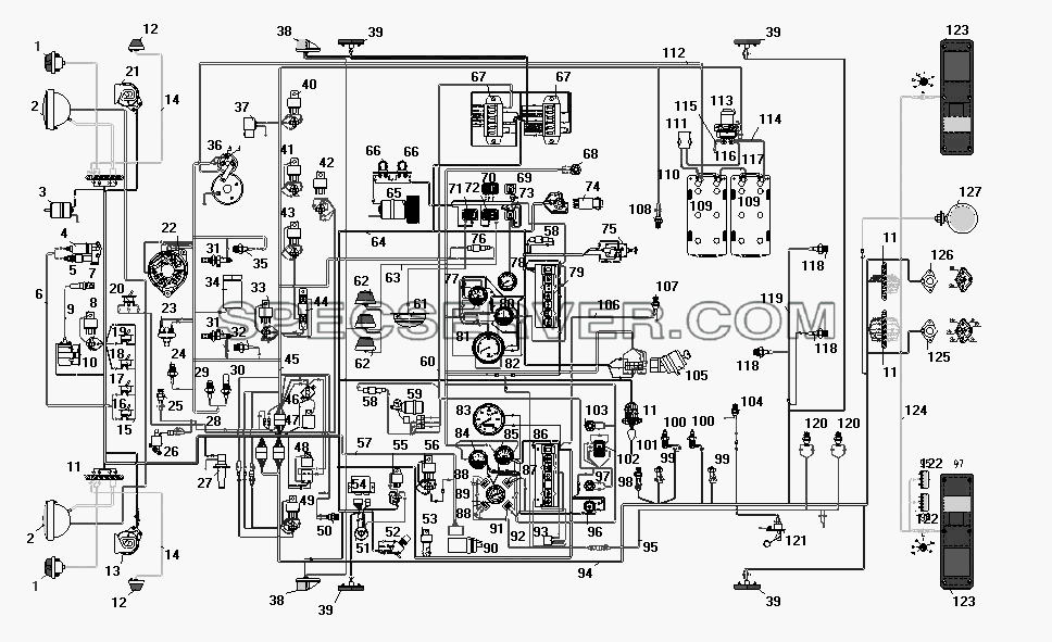 Схема электрооборудования для Урал-5557-40 (список запасных частей)