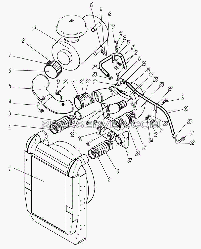 Система питания двигателя воздухом для Урал-55571-1121-70 (список запасных частей)
