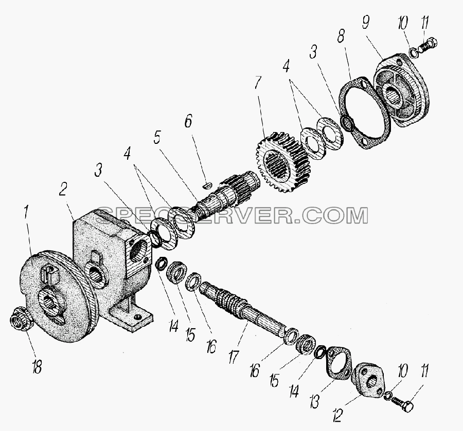 Редуктор подъема запасного колеса для Урал-55571-1121-70 (список запасных частей)