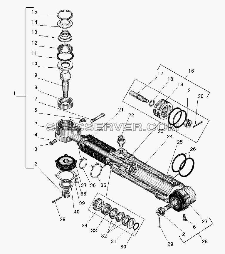 Усилительный механизм для Урал-55571-40 (список запасных частей)