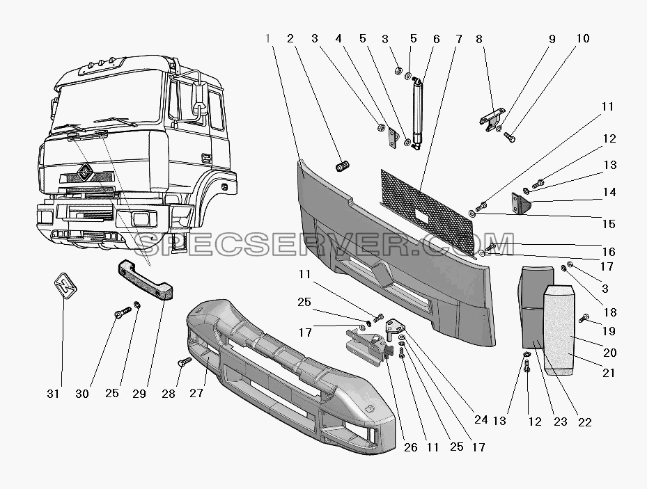Установка наружной облицовки для Урал-63685 (список запасных частей)