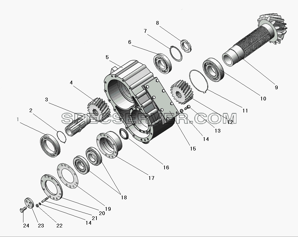 Картер цилиндрической передачи среднего моста для Урал-63685 (список запасных частей)