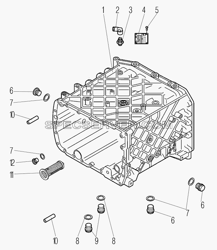 Картер коробки передач с пробками для Урал-6370-1121 (список запасных частей)