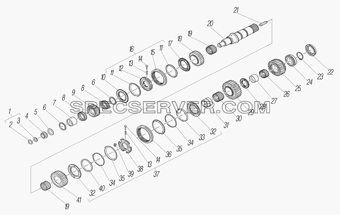 Основной вал для Урал-6370-1121 (список запасных частей)