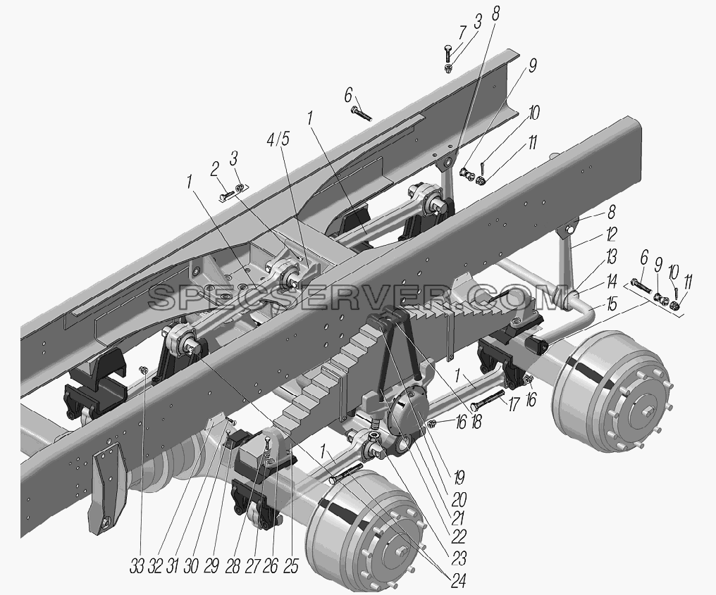 Задняя подвеска для Урал-6370-1121 (список запасных частей)