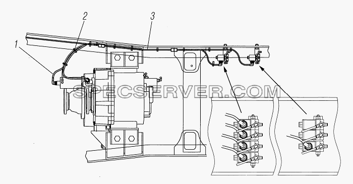 Подключение электропневмоклапанов для Урал-6370-1121 (список запасных частей)