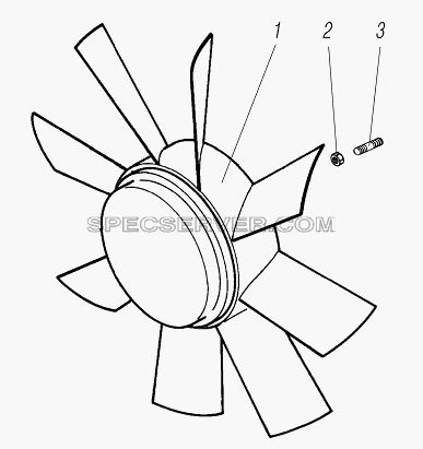 Вентилятор системы охлаждения для Урал-6370-1151 (список запасных частей)
