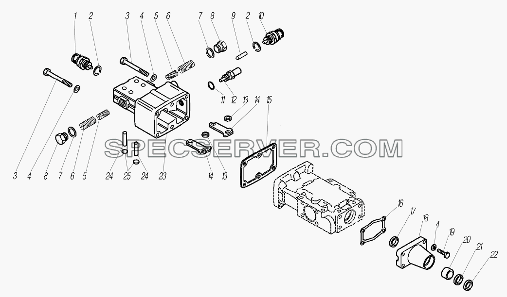 Установка крышки механизма переключения передач для Урал-6370-1151 (список запасных частей)