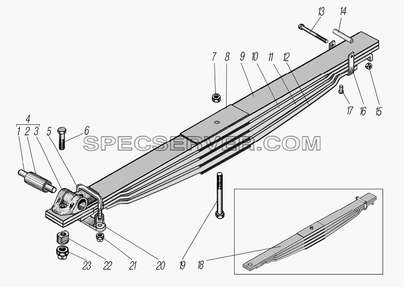 Передняя рессора для Урал-6370-1151 (список запасных частей)