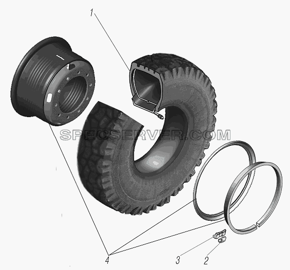 Колесо и шина для Урал-6370-1151 (список запасных частей)