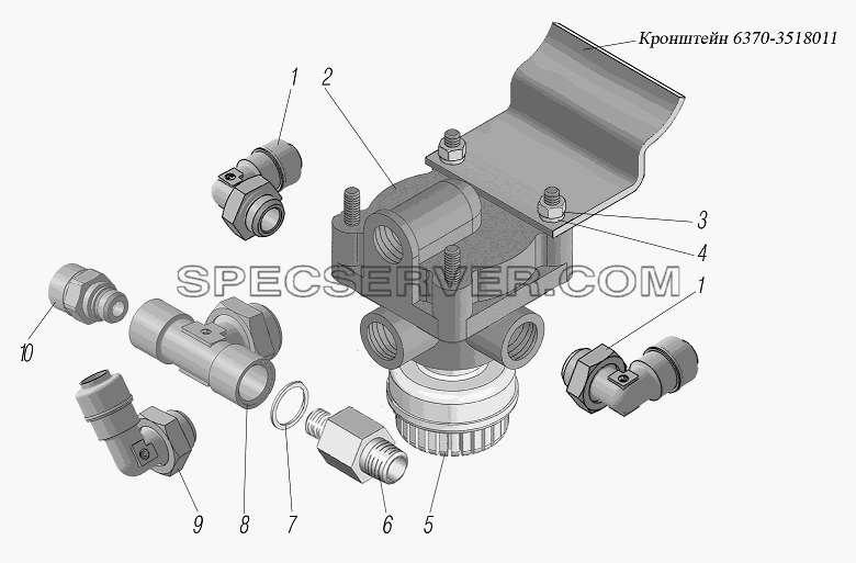 Установка клапана ускорительного для Урал-6370-1151 (список запасных частей)