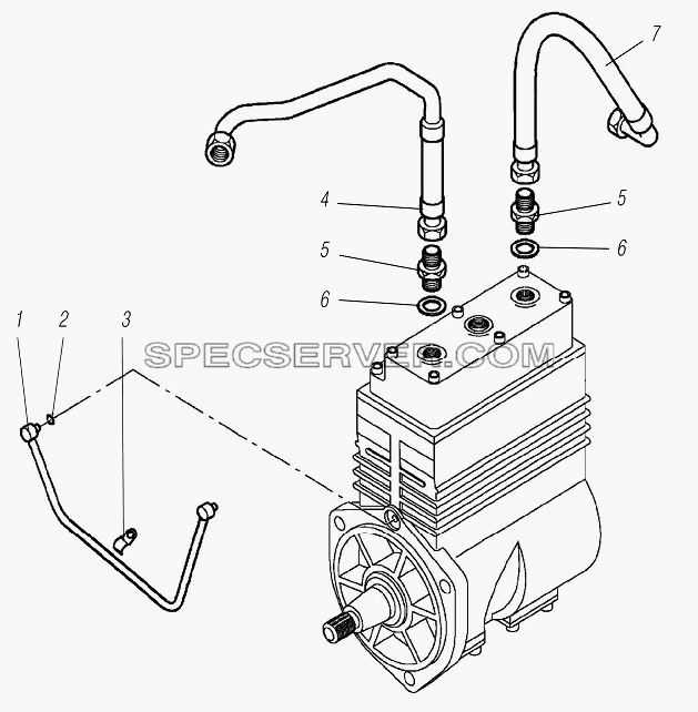 Трубки подвода смазки, подвода и отвода охлаждающей жидкости компрессора воздушного для Урал-63704 (список запасных частей)