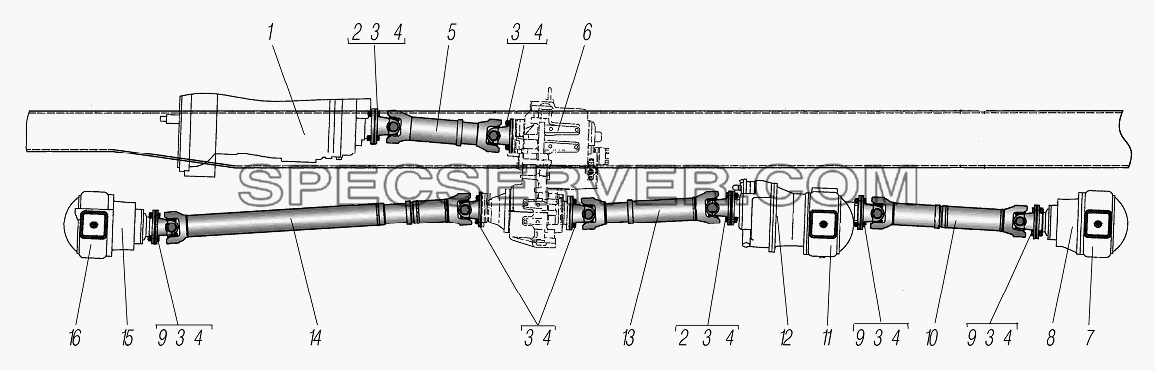 Карданная передача для Урал-63704 (список запасных частей)