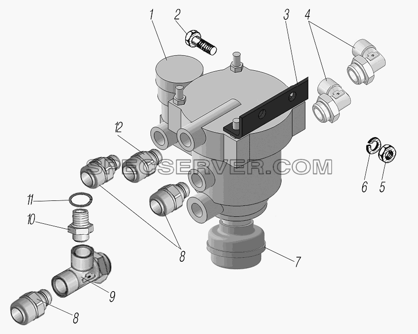 Установка клапана прицепа для Урал-63704 (список запасных частей)