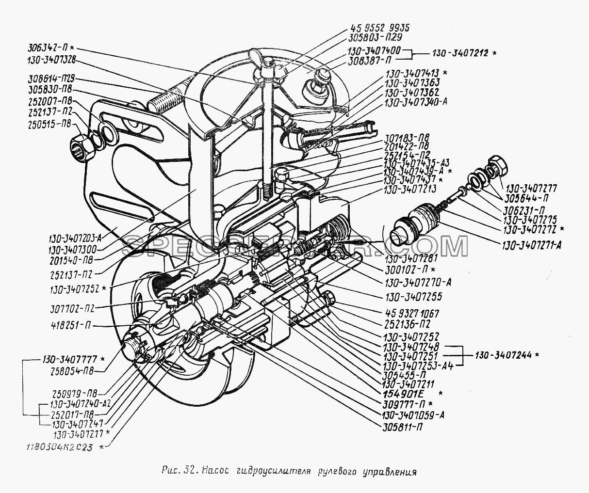 Насос гидроусилителя рулевого управления для ЗИЛА 431410 (130) (список запасных частей)