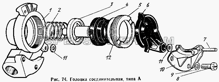 Головка соединительная, типа А для ЗиЛа 431410 Каталог 1989 г. (список запасных частей)