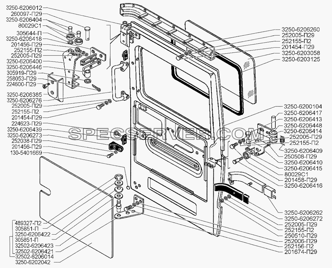 Установка сдвижной двери для ЗИЛ-5301 (2006) (список запасных частей)