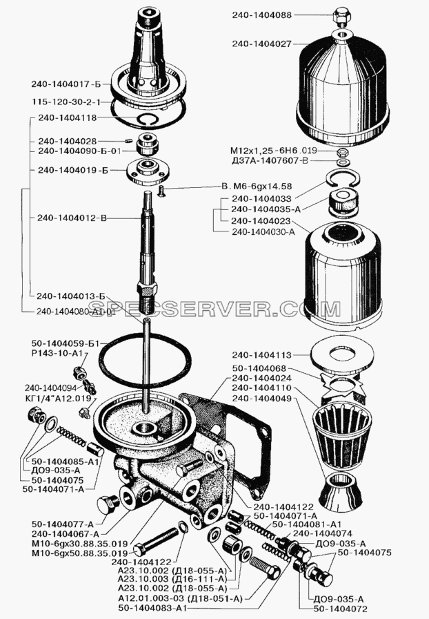 Масляный фильтр (центрифуга) (вариант 1) для ЗИЛ-5301 (2006) (список запасных частей)