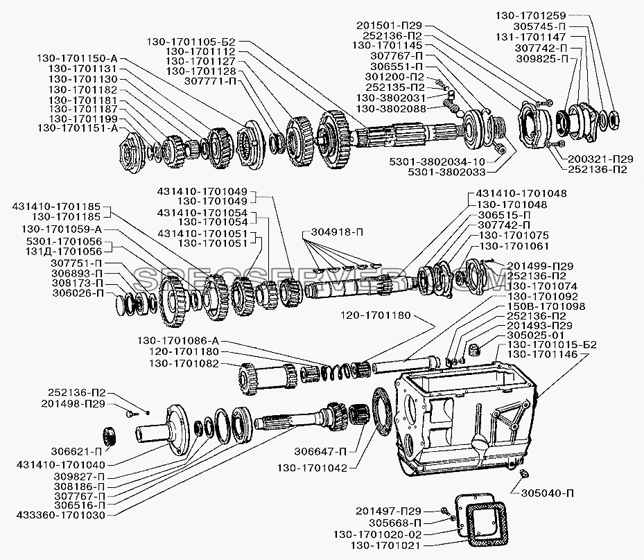 Детали коробки передач для ЗИЛ-5301 (2006) (список запасных частей)