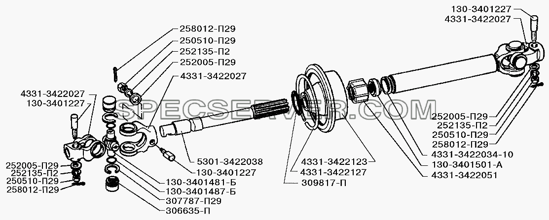 Карданный вал рулевого управления для ЗИЛ-5301 (2006) (список запасных частей)
