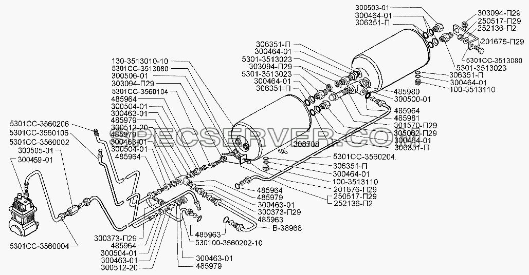 Установка воздушных баллонов для ЗИЛ-5301 (2006) (список запасных частей)