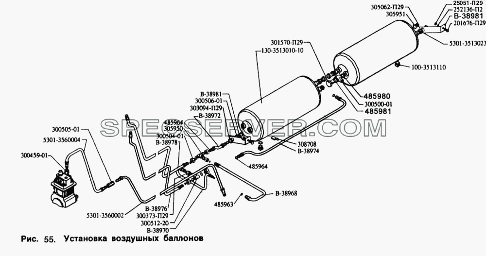Установка воздушных баллонов для ЗИЛ 5301 (список запасных частей)
